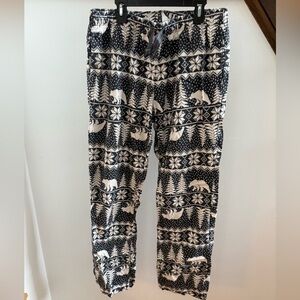 Old Navy Charcoal and White Bear and Tree Holiday Pajama Pants